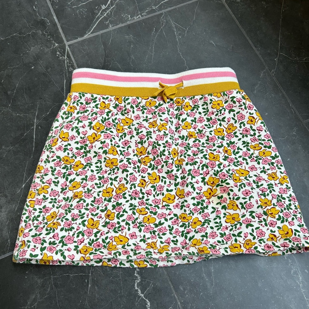 Mini Boden multi meadow floral skirt size 7/8 drawstring sweatshirt skirt
